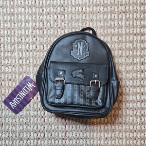 Addams Family Wednesday Mini Black Backpack Nevermore Academy MGM Purse Bag